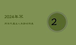 2024年不同年代属龙人年龄对照表