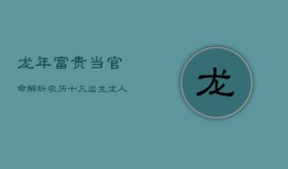 龙年富贵当官命解析：农历十三出生龙人运势解密