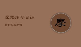 摩羯座今日运势6192(20240613)